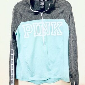 PINK Victoria's Secret Gray and Aqua Quarter-Zip size L GUC